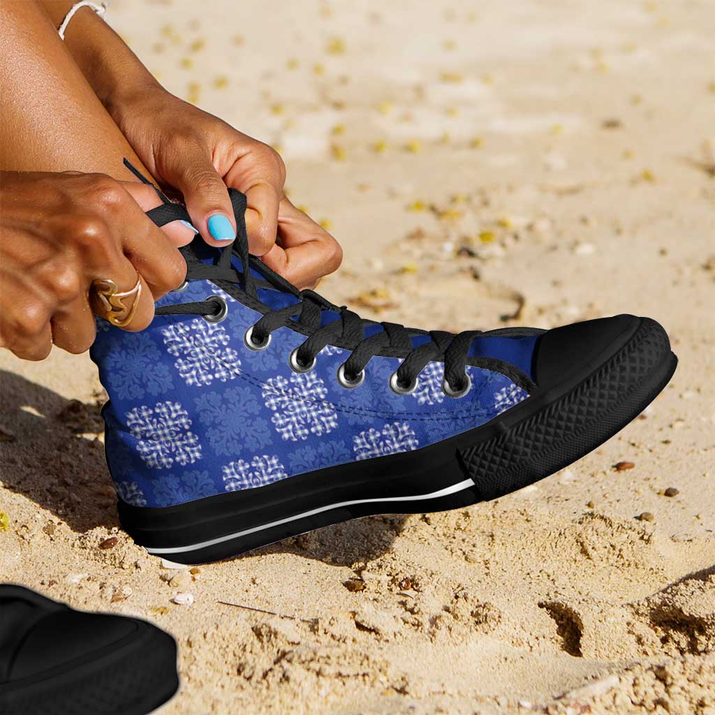 Royal Blue Palaka Quilt Hawaii High Top Shoes Traditional Hawaii-plaid Pattern LT14 - Polynesian Pride