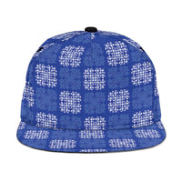 Royal Blue Palaka Quilt Hawaii Snapback Cap Traditional Hawaii-plaid Pattern - Polynesian Pride