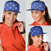 Royal Blue Palaka Quilt Hawaii Snapback Cap Traditional Hawaii-plaid Pattern - Polynesian Pride