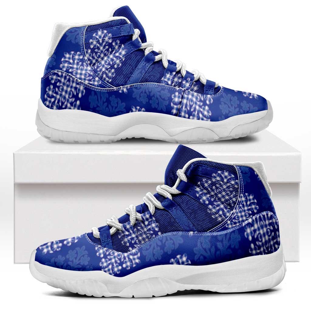 Royal Blue Palaka Quilt Hawaii Sneakers J11 Traditional Hawaii-plaid Pattern - Polynesian Pride
