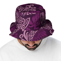 Royal Purple Monstera Bucket Hat Polynesian Tribal Pattern - Polynesian Pride
