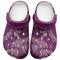 Royal Purple Monstera Clogs Shoes Polynesian Tribal Pattern - Polynesian Pride
