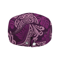 Royal Purple Monstera Jeff Hat Polynesian Tribal Pattern - Polynesian Pride