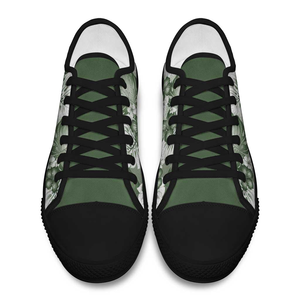 Sage Green Aloha Hawaii Low Top Shoes Monstera Hibiscus Plumeria Seamless Vibes LT14 - Polynesian Pride