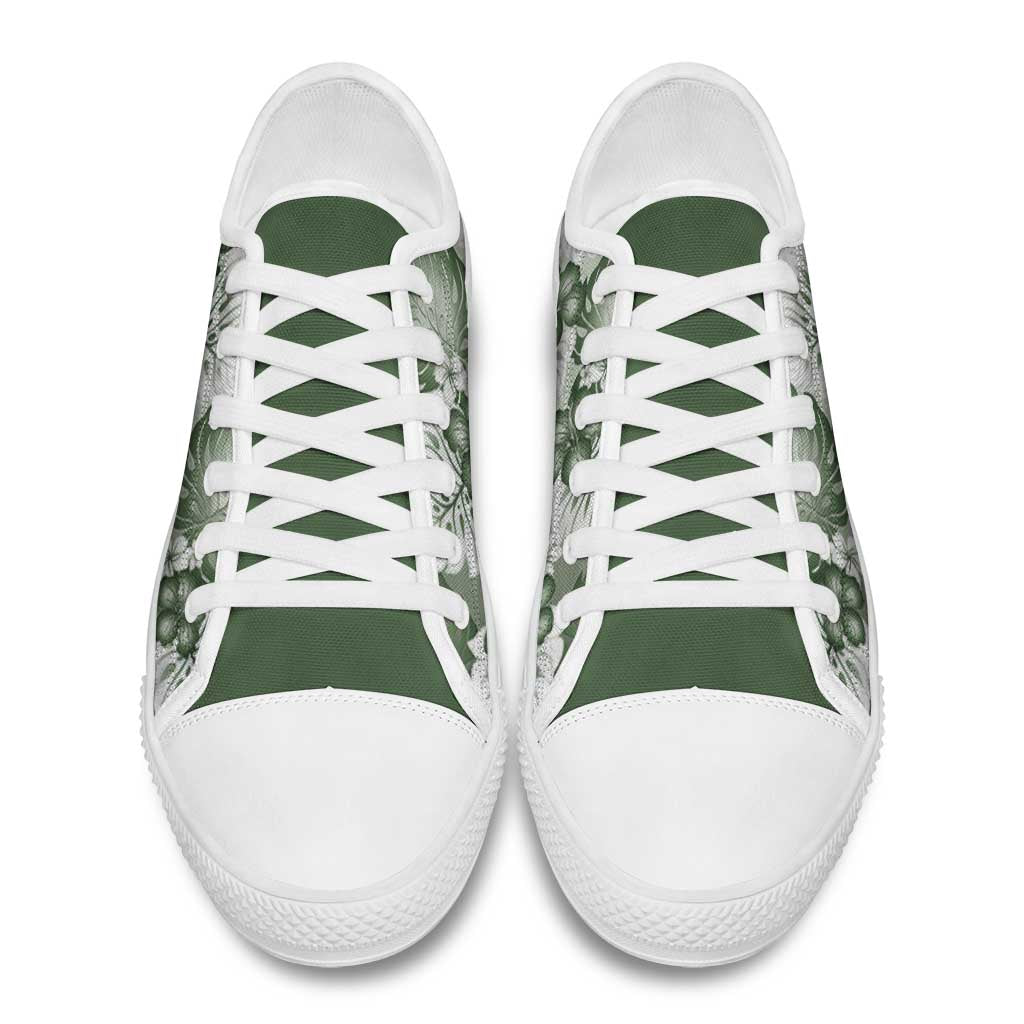 Sage Green Aloha Hawaii Low Top Shoes Monstera Hibiscus Plumeria Seamless Vibes LT14 - Polynesian Pride