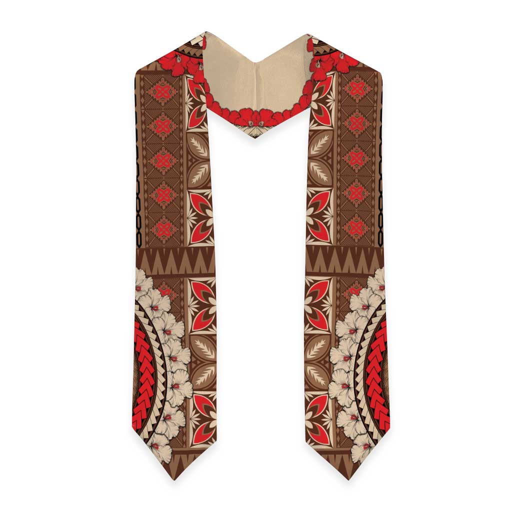 Samoa Language Week Graduation Stole Samoan Motif With Red Hibiscus LT05 - Polynesian Pride