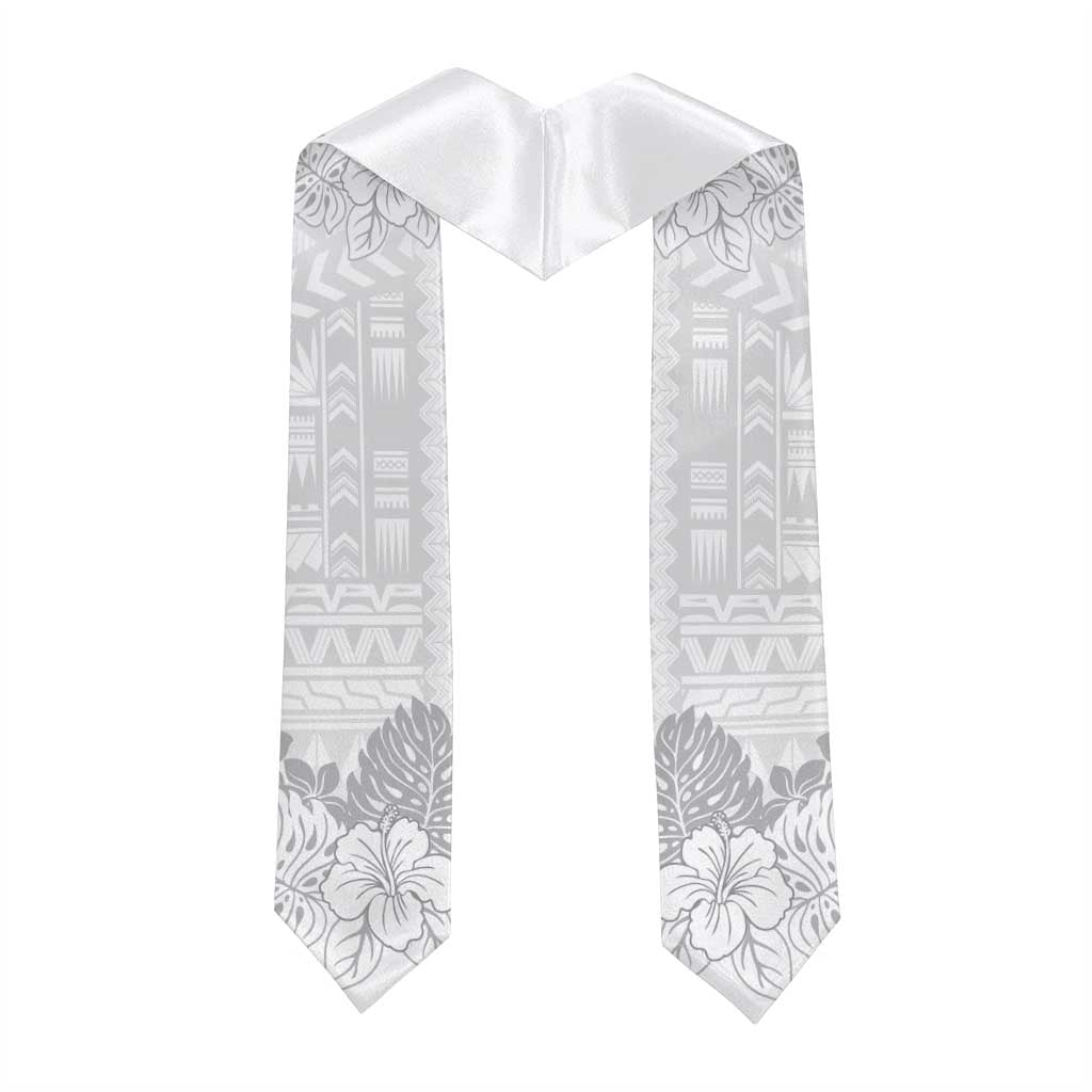 Samoa Lotu Tamaiti Graduation Stole White Sunday Polynesian Pattern With Tropical Flowers LT05 - Polynesian Pride