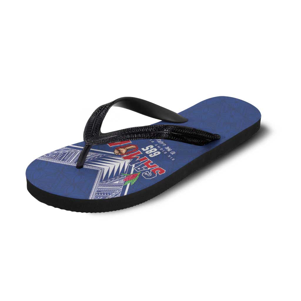 Samoa Rugby Flip Flops Six Eight Five to The World - Pacific Motif