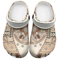 Samoa Siapo Elegant Clogs Shoes Hibiscus Beige Motifs - Polynesian Pride