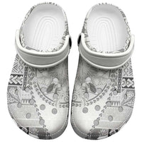Samoa Siapo Elegant Clogs Shoes Hibiscus White Motifs - Polynesian Pride