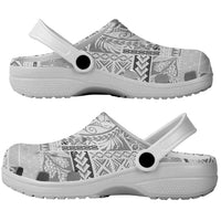 Samoa Siapo Elegant Clogs Shoes Hibiscus White Motifs - Polynesian Pride