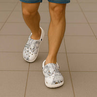 Samoa Siapo Elegant Clogs Shoes Hibiscus White Motifs - Polynesian Pride