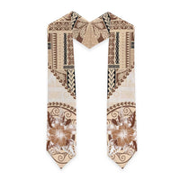 Samoa Siapo Elegant Graduation Stole Hibiscus Beige Motifs LT05 - Polynesian Pride