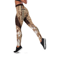 Samoa Siapo Elegant Leggings Hibiscus Chocolate Brown Motifs LT05 Brown - Polynesian Pride