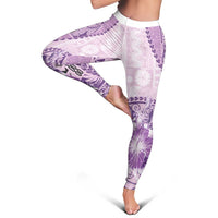 Samoa Siapo Elegant Leggings Hibiscus Violet Motifs LT05 - Polynesian Pride