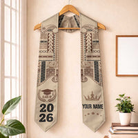 Samoa Siapo Mamanu Custom Graduation Stole Beige Waves Motifs LT7 One Size Beige - Polynesian Pride