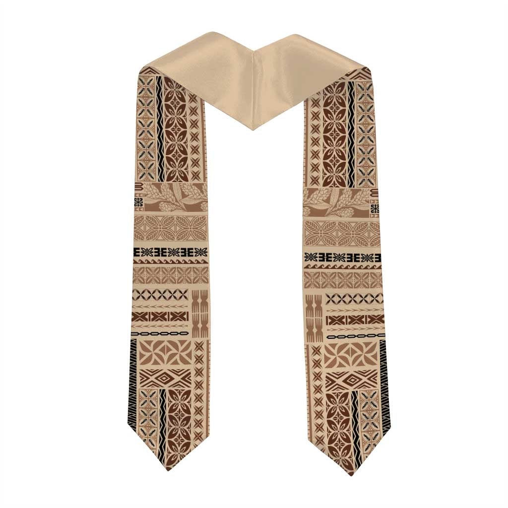 Samoa Siapo Mamanu Custom Graduation Stole Beige Waves Motifs LT7 - Polynesian Pride