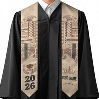 Samoa Siapo Mamanu Custom Graduation Stole Beige Waves Motifs LT7 - Polynesian Pride