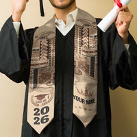 Samoa Siapo Mamanu Custom Graduation Stole Beige Waves Motifs LT7 - Polynesian Pride
