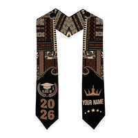 Samoa Siapo Mamanu Custom Graduation Stole Black Waves Motifs LT7 - Polynesian Pride