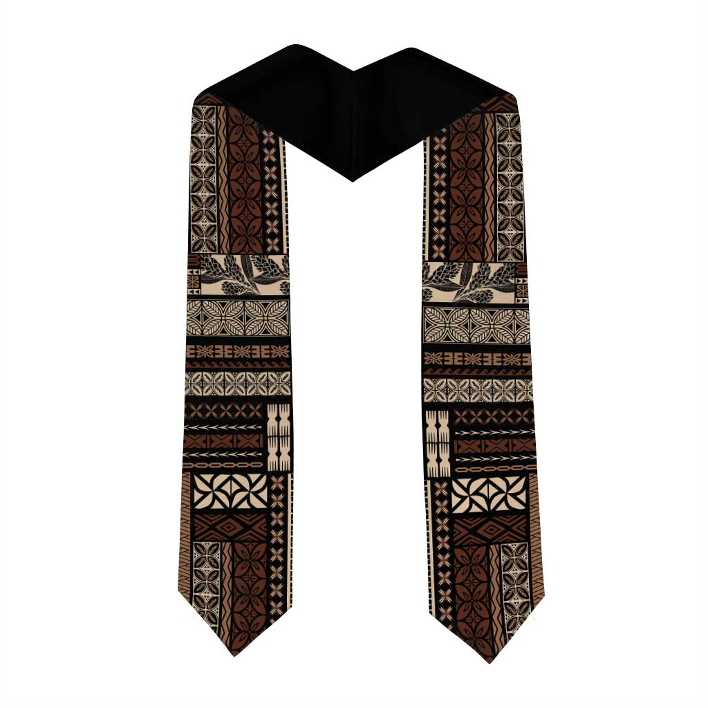 Samoa Siapo Mamanu Custom Graduation Stole Black Waves Motifs LT7 - Polynesian Pride