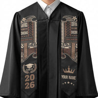 Samoa Siapo Mamanu Custom Graduation Stole Black Waves Motifs LT7 - Polynesian Pride