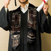 Samoa Siapo Mamanu Custom Graduation Stole Black Waves Motifs LT7 - Polynesian Pride