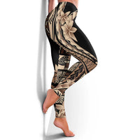 Samoa Siapo Mamanu Leggings Plumeria Black Motifs LT7 - Polynesian Pride