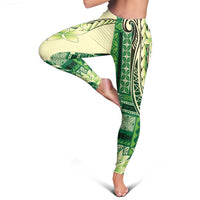 Samoa Siapo Mamanu Leggings Plumeria Emerald Motifs LT7 - Polynesian Pride
