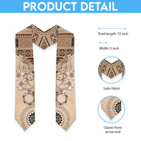 Samoa Siapo Pattern With Beige Hibiscus Graduation Stole LT05 - Polynesian Pride