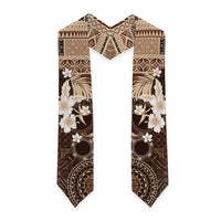 Samoa Siapo Pattern With Brown Hibiscus Graduation Stole LT05 - Polynesian Pride