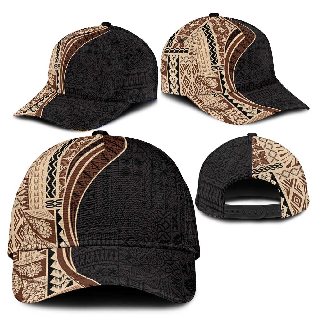 Samoa Siapo Tapa Pattern Half Style Classic Cap Beige Color LT03