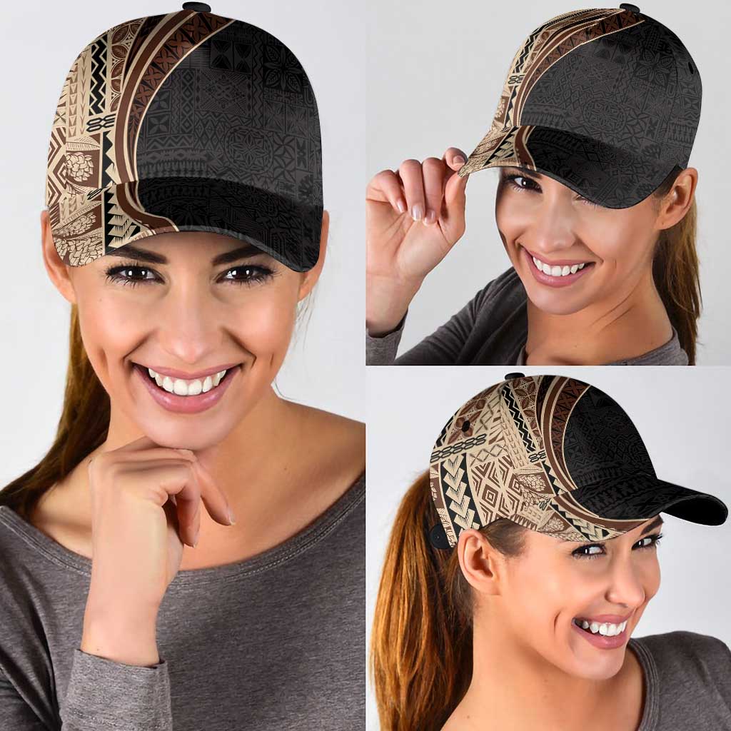 Samoa Siapo Tapa Pattern Half Style Classic Cap Beige Color LT03