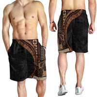Samoa Siapo Tapa Pattern Half Style Shorts for Men Black Color - Polynesian Pride
