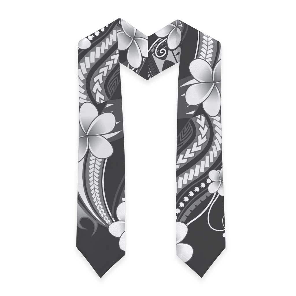Samoa Siapo Tribal Pattern Graduation Stole Light Gray Polynesian Plumeria Tapa Motif