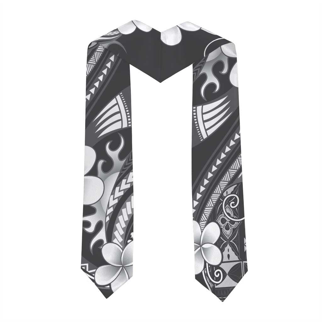 Samoa Siapo Tribal Pattern Graduation Stole Light Gray Polynesian Plumeria Tapa Motif