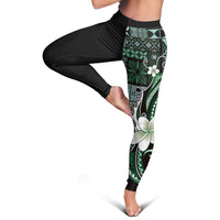 Samoa Siapo Tribal Pattern Leggings Forest Green Polynesian Plumeria Tapa Motif LT9 - Polynesian Pride