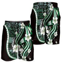 Samoa Siapo Tribal Pattern Shorts for Men Forest Green Polynesian Plumeria Tapa Motif LT9 - Polynesian Pride