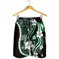 Samoa Siapo Tribal Pattern Shorts for Men Forest Green Polynesian Plumeria Tapa Motif LT9 - Polynesian Pride