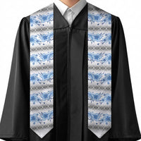 Samoa White Sunday Graduation Stole Samoan Tapa Blue Hibiscus LT05 - Polynesian Pride