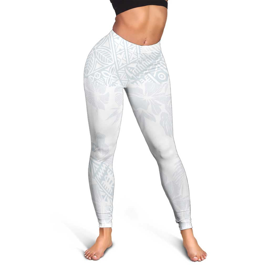 Samoa White Sunday Leggings Hibiscus Special