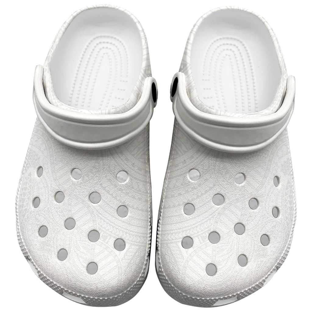 Samoan DNA Art Tattoo Clogs Shoes Polynesian Pattern All White LT03 White - Polynesian Pride