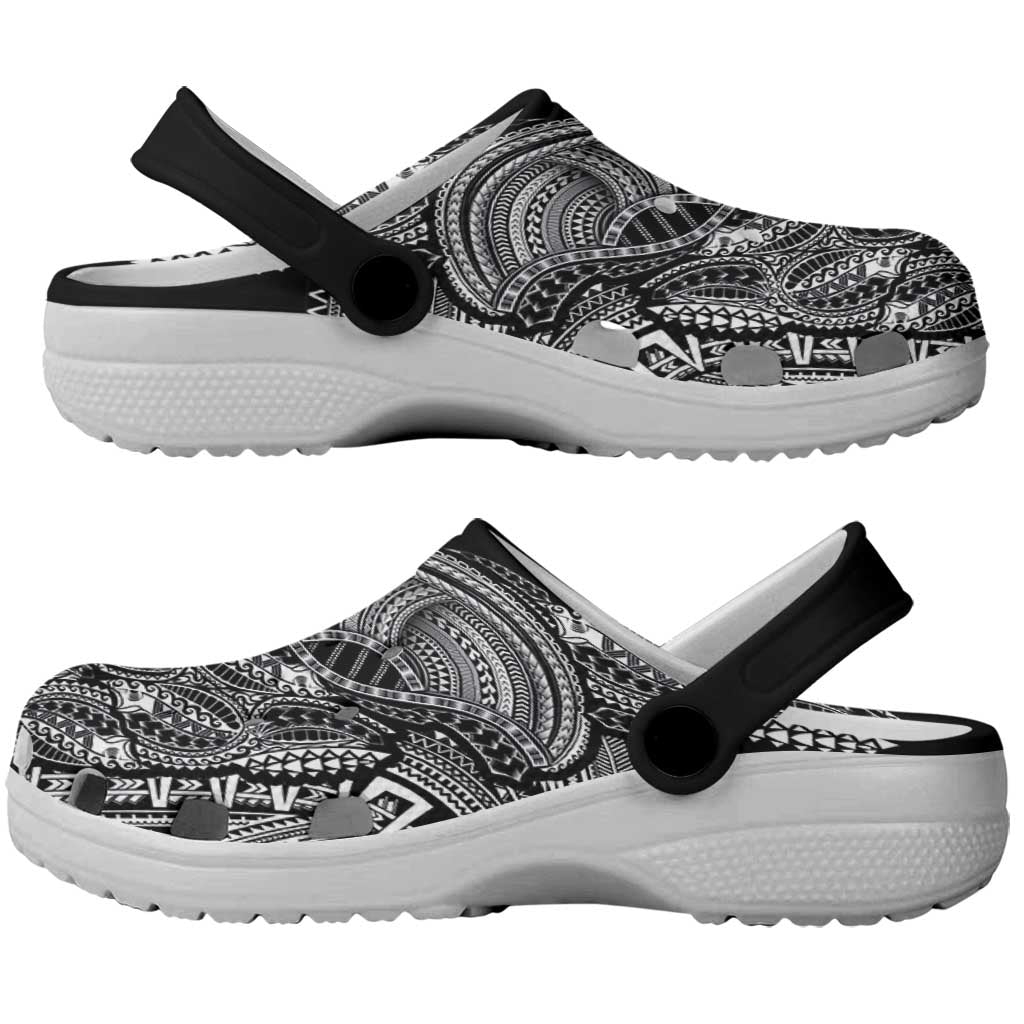 Samoan DNA Art Tattoo Clogs Shoes Polynesian Pattern Black Color