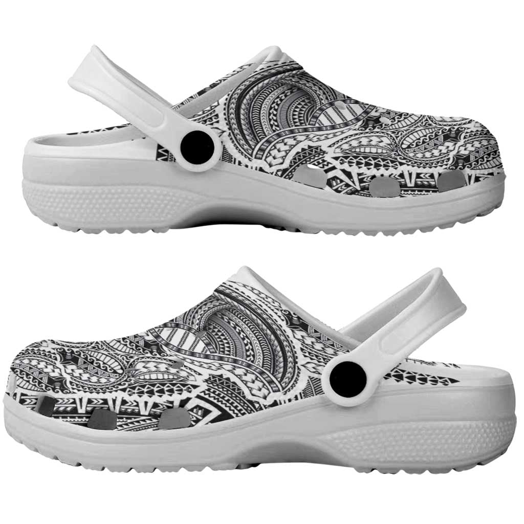 Samoan DNA Art Tattoo Clogs Shoes Polynesian Pattern White Color LT03 - Polynesian Pride