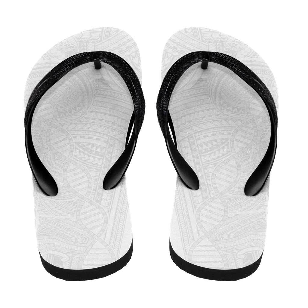Samoan DNA Art Tattoo Flip Flops Polynesian Pattern All White