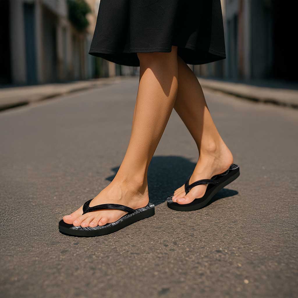 Samoan DNA Art Tattoo Flip Flops Polynesian Pattern Black Color