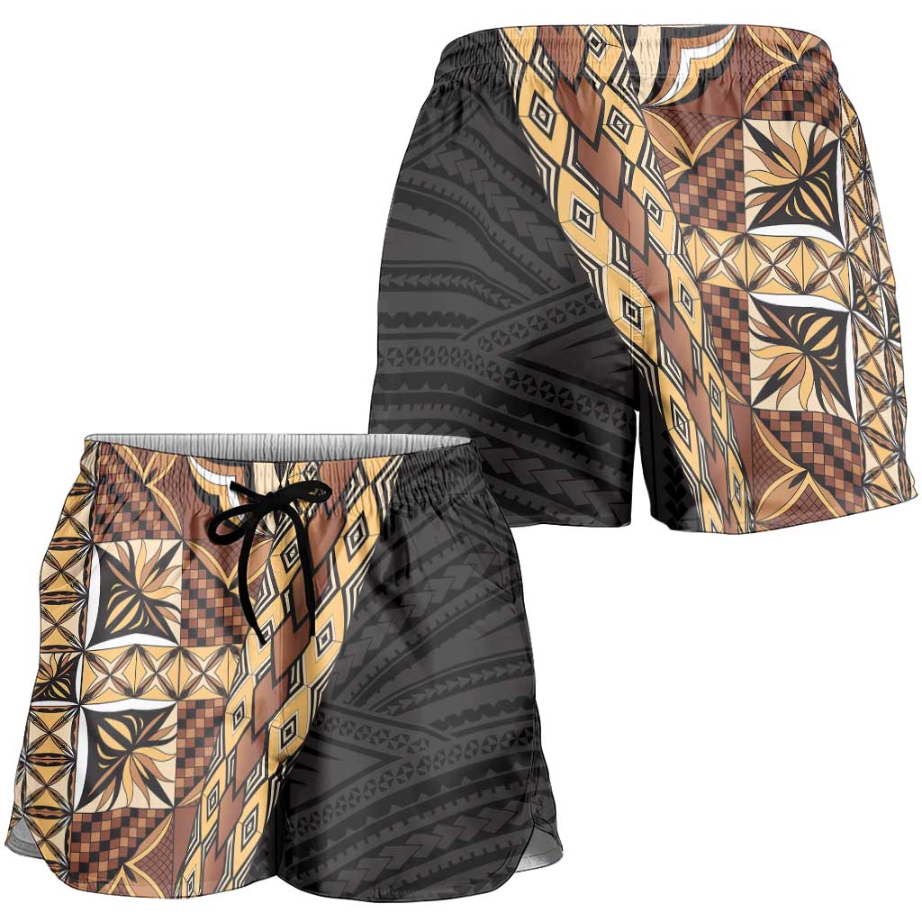 Samoan Siapo Shorts for Women Tatau Pattern Half Style Retro Mode - Polynesian Pride