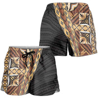 Samoan Siapo Shorts for Women Tatau Pattern Half Style Retro Mode - Polynesian Pride