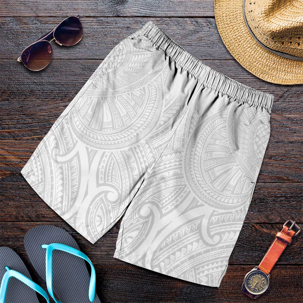 Samoan Traditional Art Tattoos Shorts for Men Tatau Roman Reigns White Color - Polynesian Pride