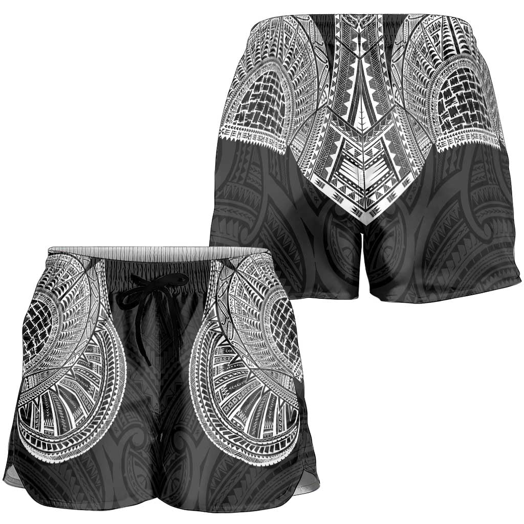 Samoan Traditional Art Tattoos Shorts for Women Tatau Roman Reigns Black Color - Polynesian Pride